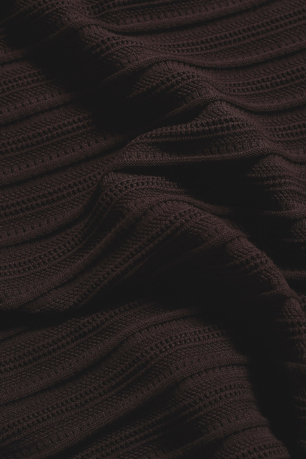 Horizontal Stripe Cotton Knitted Polo Shirt in Chocolate