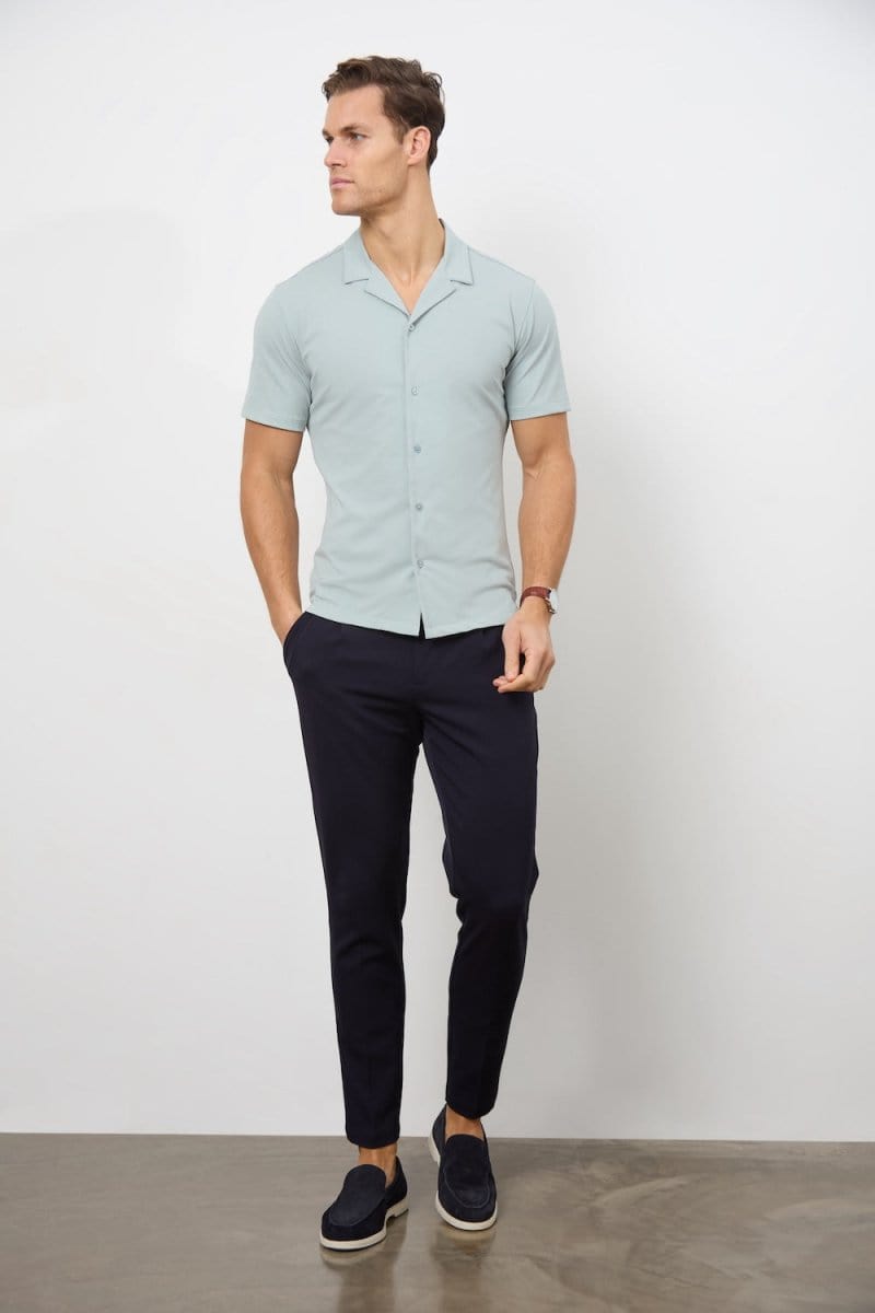 Jersey Cuban Collar Shirt in Sage - TAILORED ATHLETE - ROW