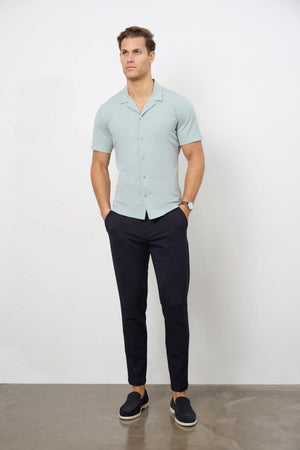 Jersey Cuban Collar Shirt in Sage - TAILORED ATHLETE - ROW