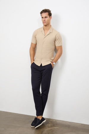 Jersey Cuban Collar Shirt in Stone - TAILORED ATHLETE - ROW