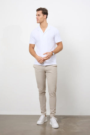 Jersey Cuban Collar Shirt in White - TAILORED ATHLETE - ROW