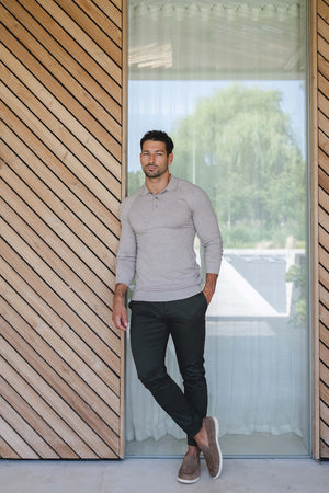 Knitted Polo Shirt in Neutral