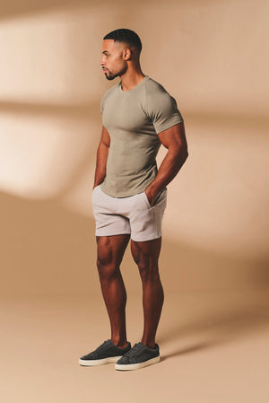 Knit Look T-Shirt in Khaki