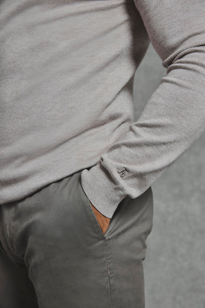 Knitted Half Zip Polo Shirt in Dark Oatmeal