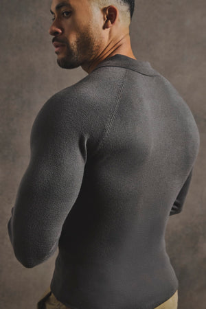 Knitted Polo Shirt in Mocha