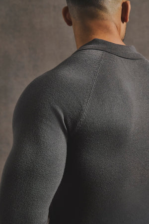 Knitted Polo Shirt in Mocha