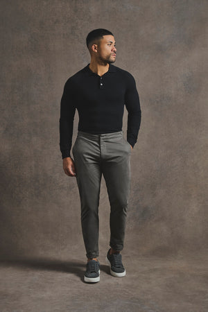 Knitted Polo Shirt in Black