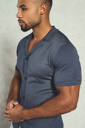 Knitted Shirt in Slate Blue
