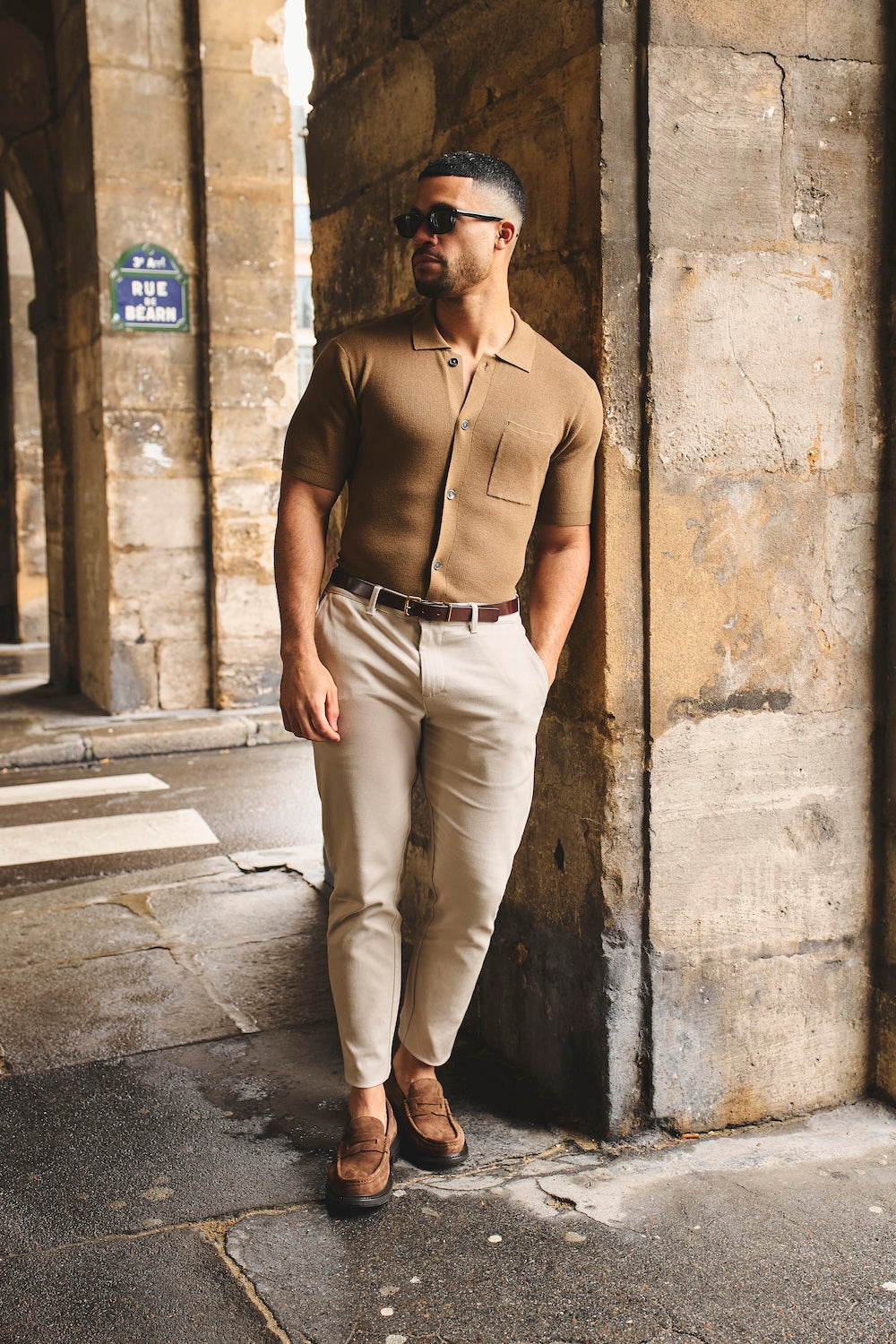 Textured Knitted Shirt in Chestnut