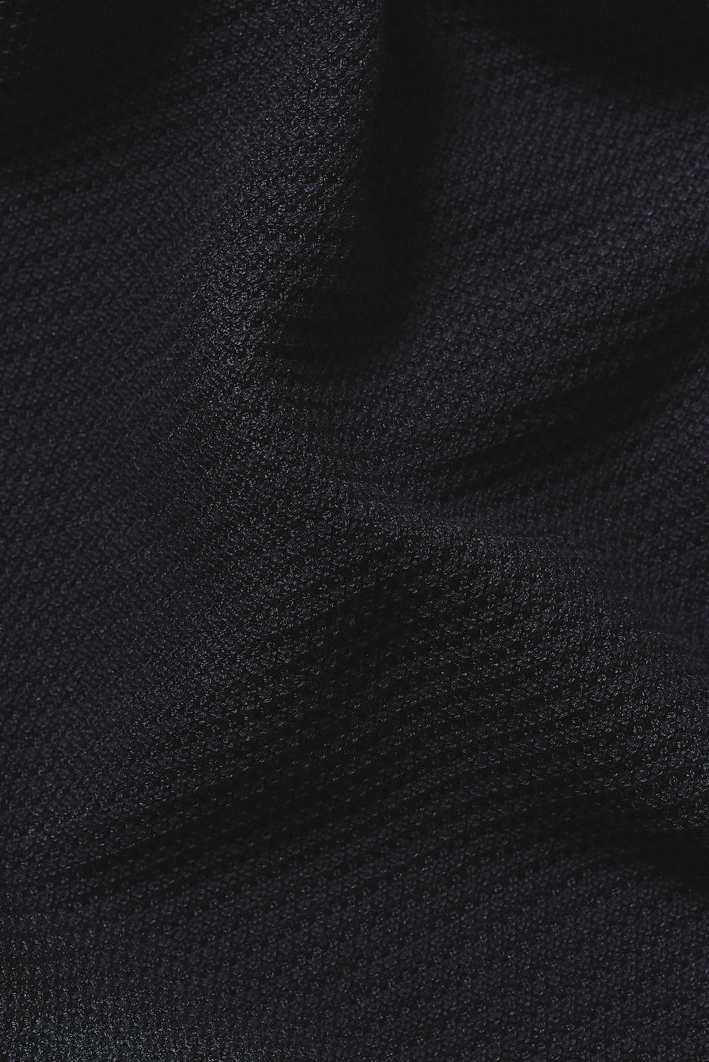 Textured Knitted Open Collar Polo Shirt in Navy