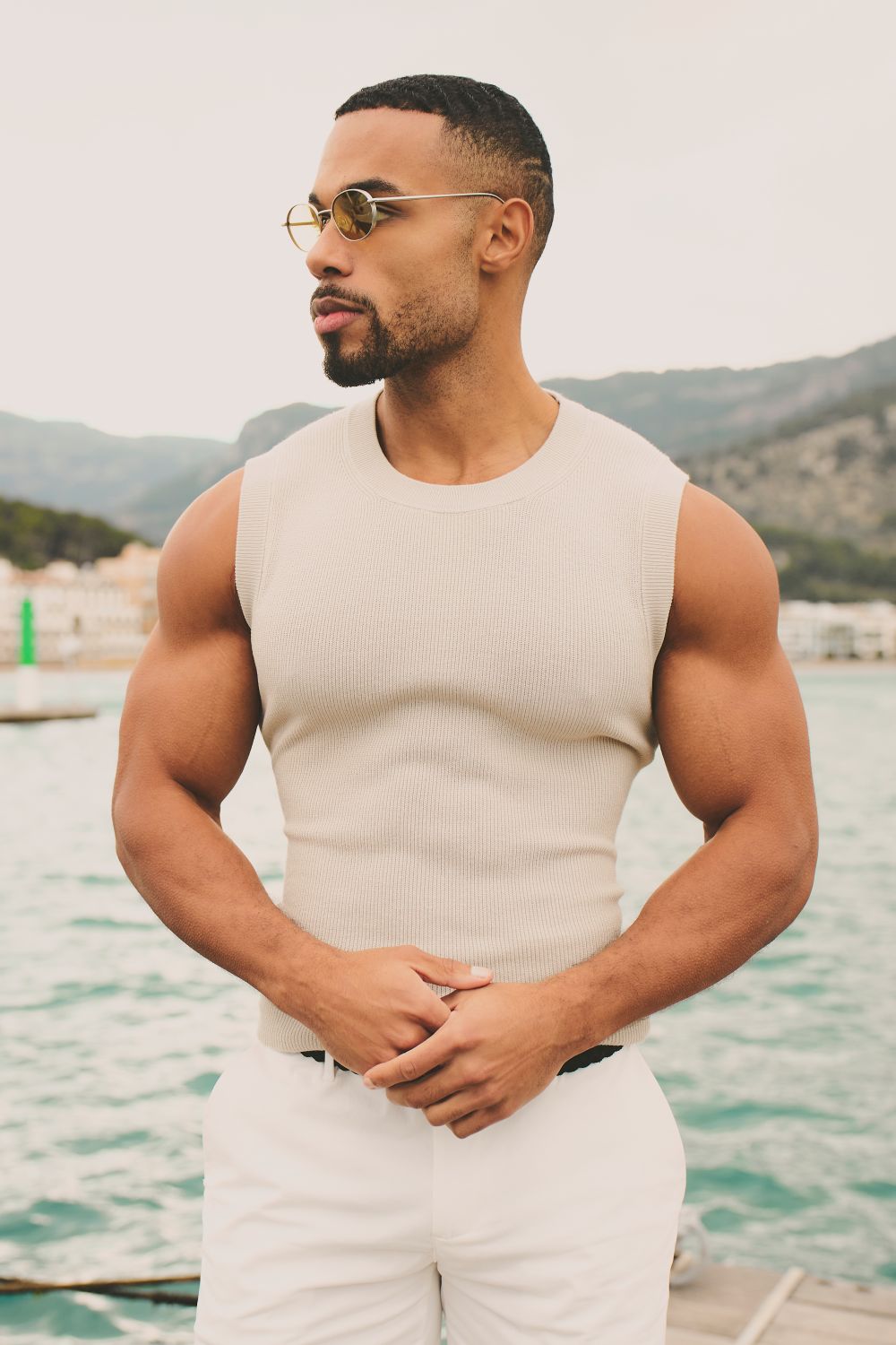 Knitted Vest in Stone