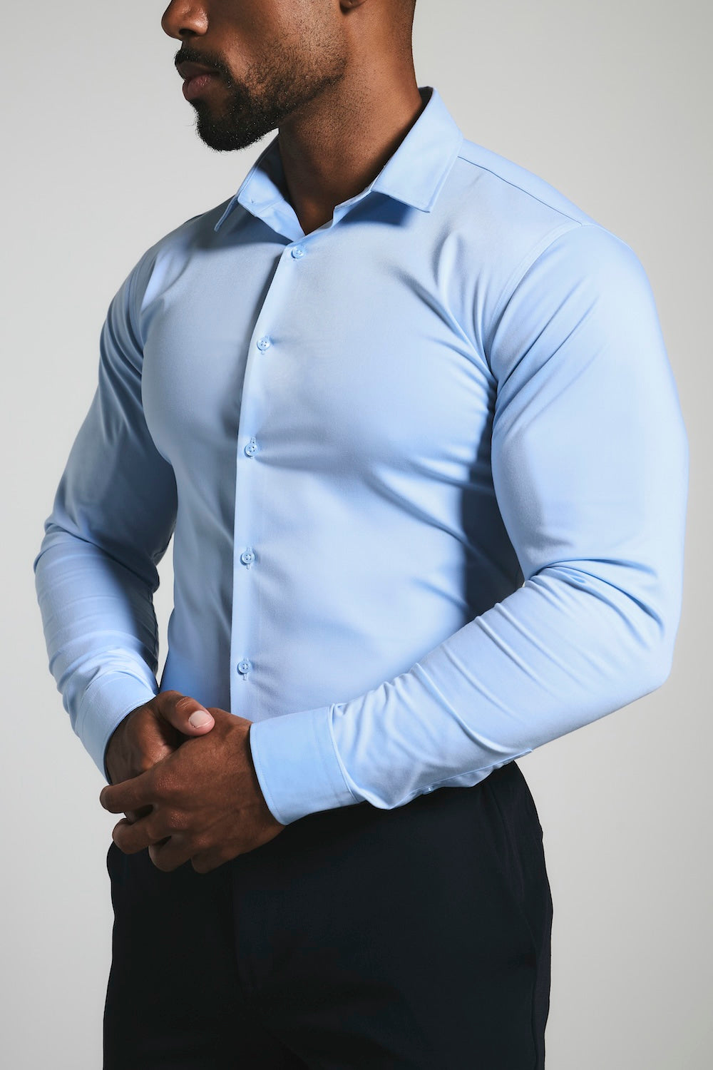 Muscle Fit Dress Shirt in Light Blue