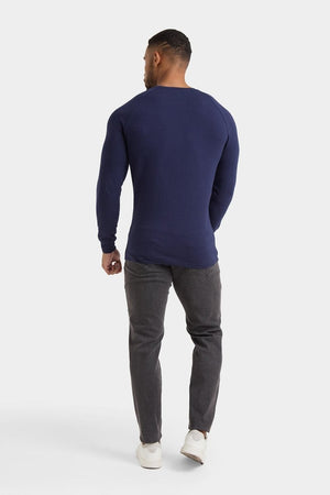 Muscle Fit Long Sleeve T-Shirt in Navy - TAILORED ATHLETE - ROW