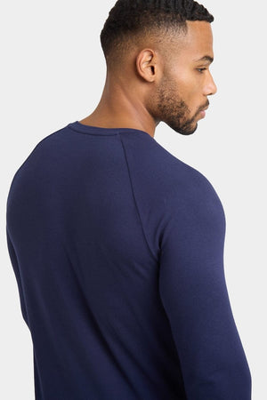 Muscle Fit Long Sleeve T-Shirt in Navy - TAILORED ATHLETE - ROW