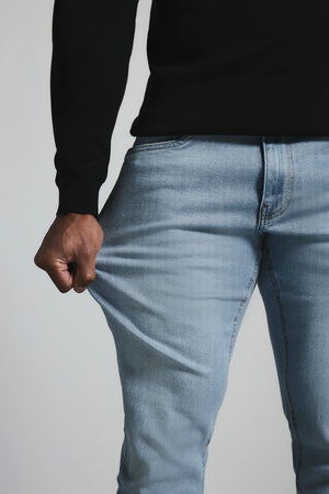 Muscle Fit Stretch Jeans in Light Blue