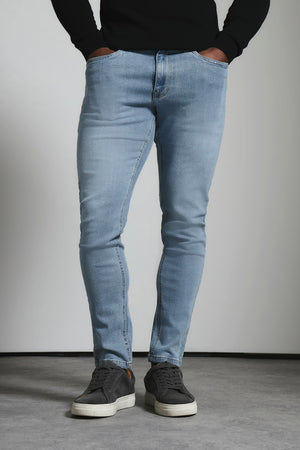 Muscle Fit Stretch Jeans in Light Blue