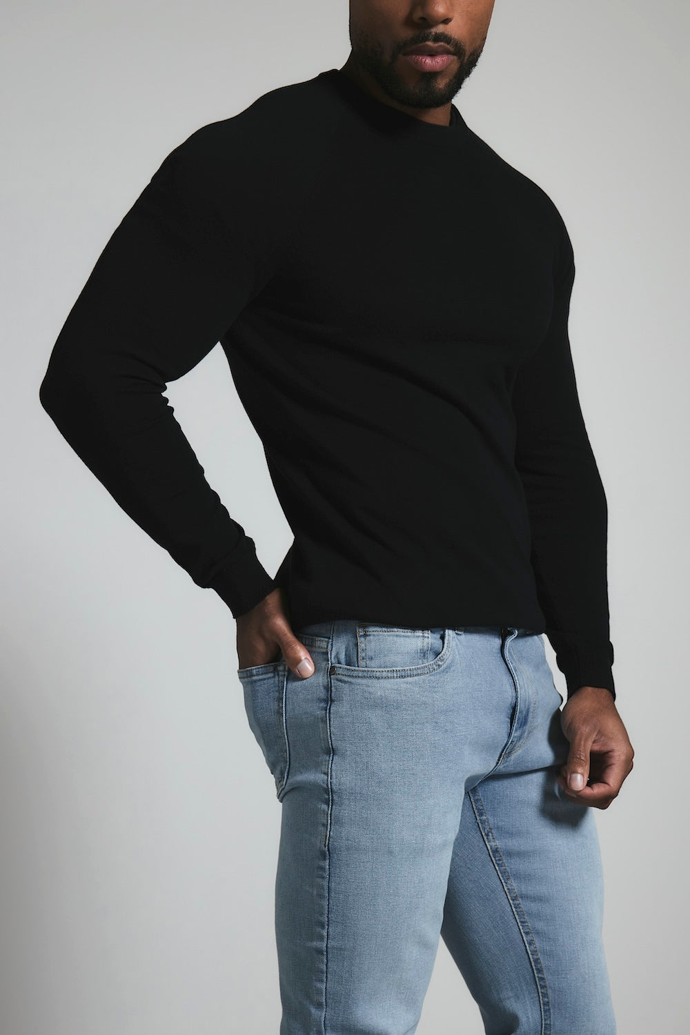 Muscle Fit Stretch Jeans in Light Blue