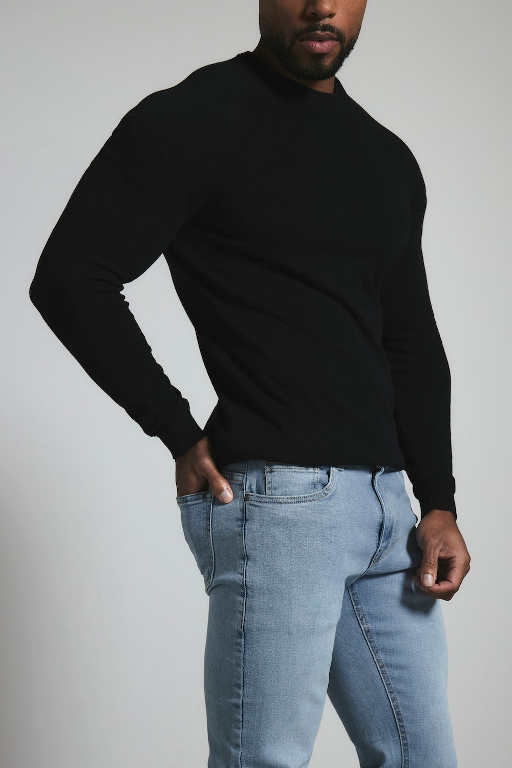 Muscle Fit Stretch Jeans in Light Blue