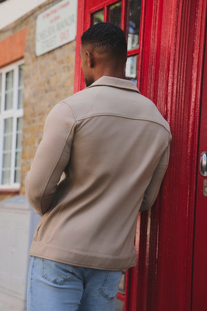 Twill Jersey Shacket in Dark Stone