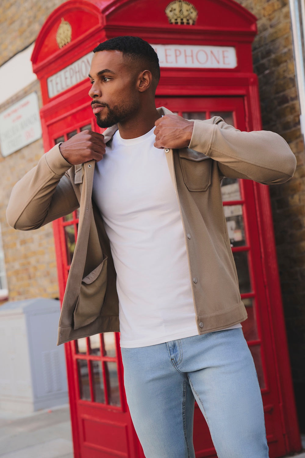 Twill Jersey Shacket in Dark Stone