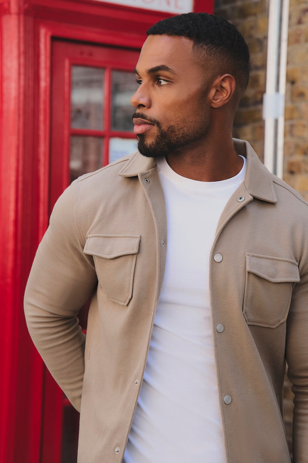 Twill Jersey Shacket in Dark Stone