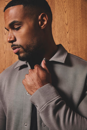 Luxe Sweat Shacket in Mushroom