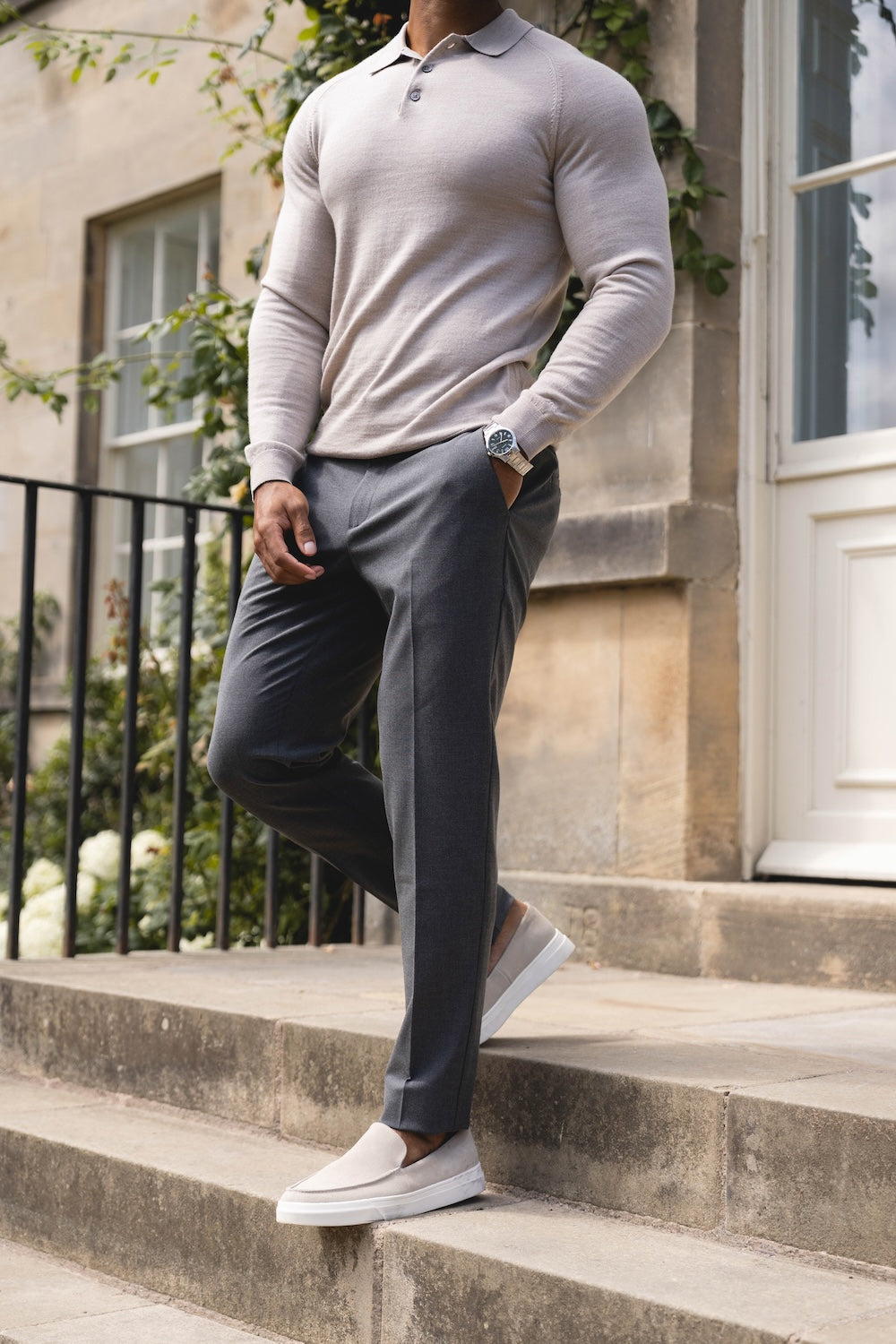 Melange Trousers in Dark Charcoal