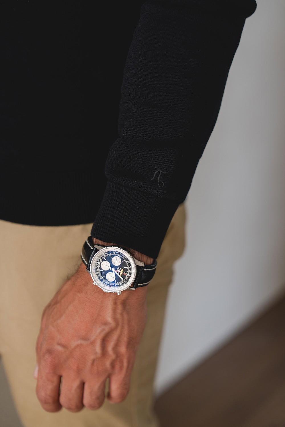 Extra Fine Merino Wool Half Zip Neck Jumper in Black