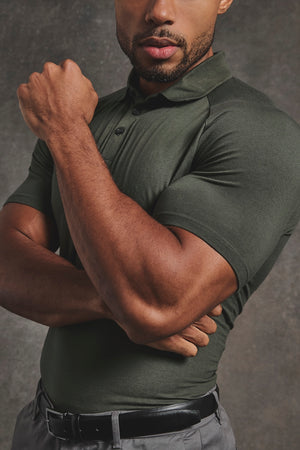 Muscle Fit Polo Shirt in Khaki