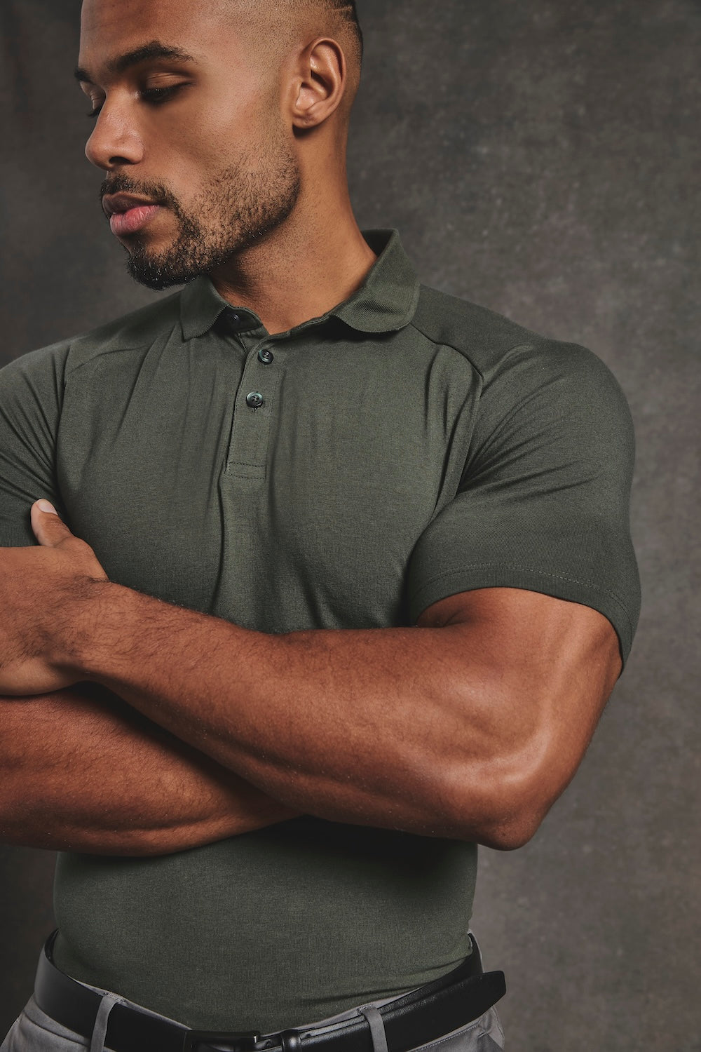 Muscle Fit Polo Shirt in Khaki