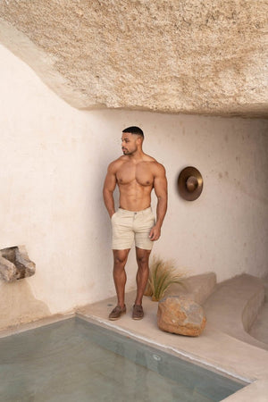 Muscle Fit Chino Shorts in Stone - TAILORED ATHLETE - ROW
