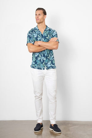 Printed Shirt in Multi Colour Tropical Floral - TAILORED ATHLETE - ROW
