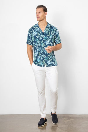 Printed Shirt in Multi Colour Tropical Floral - TAILORED ATHLETE - ROW