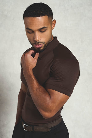 Luxe Smart Polo Shirt in Chocolate