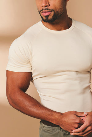 Mercerised Cotton T-Shirt in Alabaster