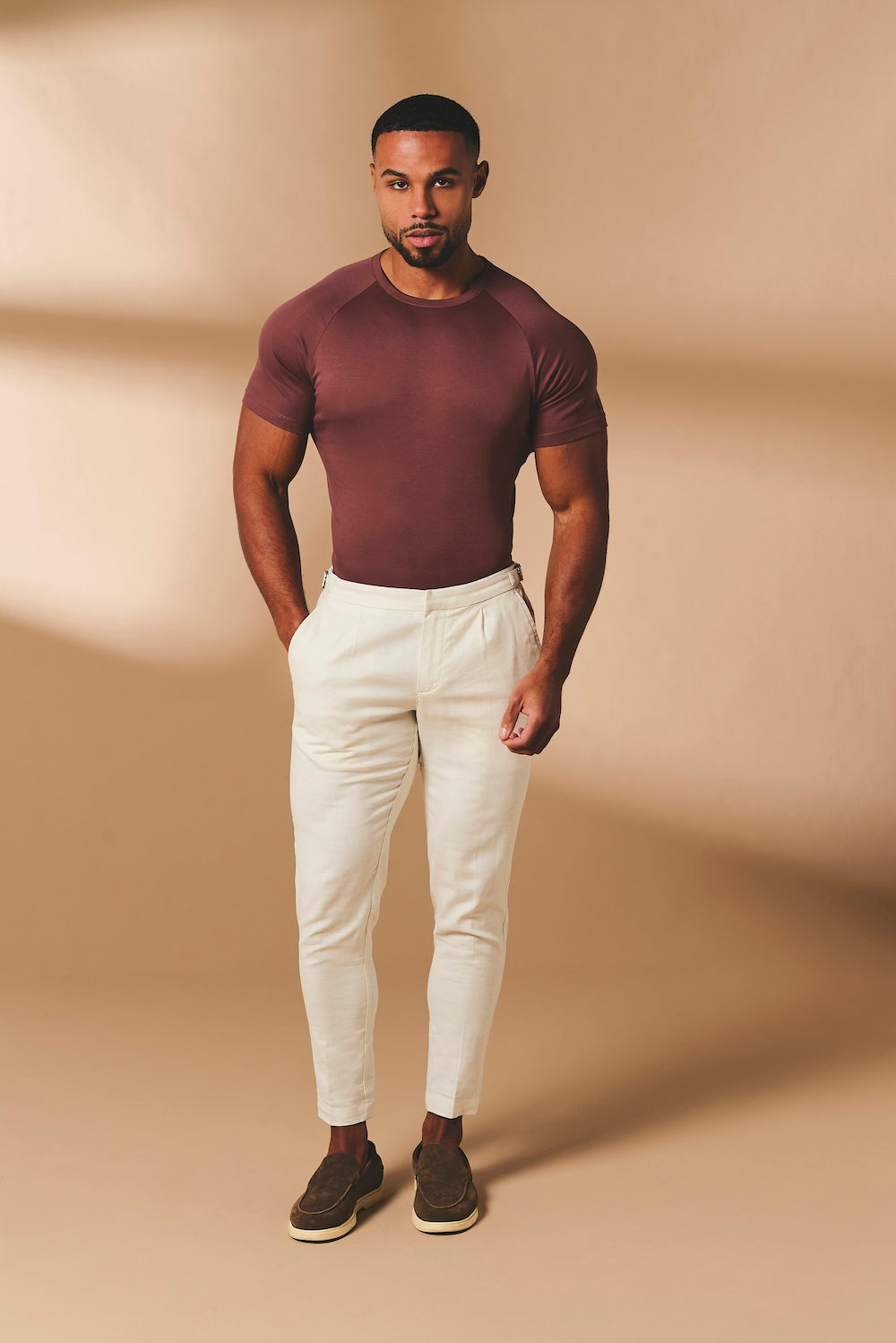 Mercerised Cotton T-Shirt in Burnt Terracotta