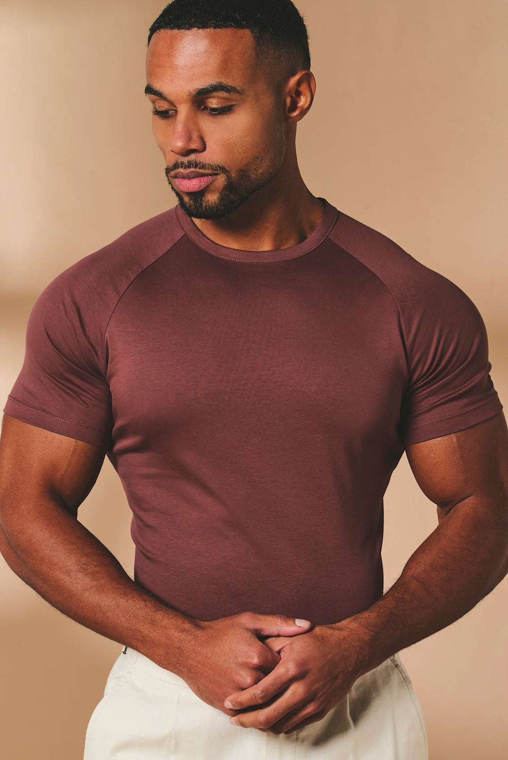 Mercerised Cotton T-Shirt in Burnt Terracotta