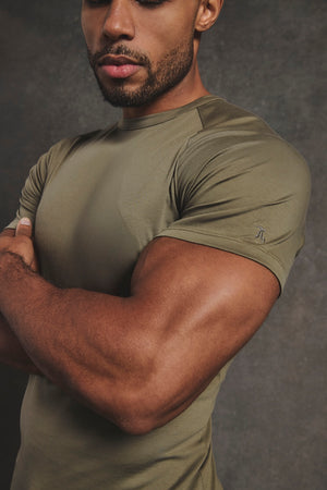 Mercerised Cotton T-Shirt in Khaki