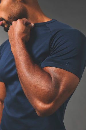 Mercerised Cotton T-Shirt in Navy