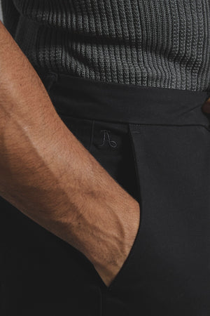 Muscle Fit Cotton Stretch Chino Trouser in Black