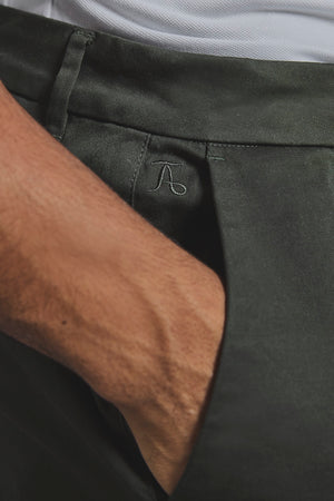 Muscle Fit Cotton Stretch Chino Trouser in Dark Khaki