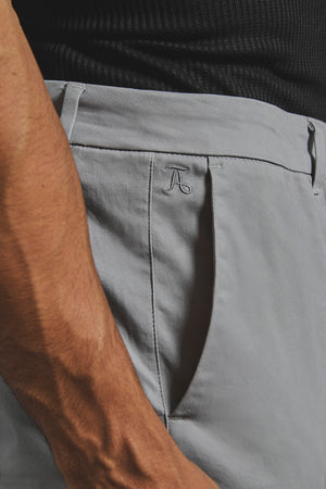 Muscle Fit Cotton Stretch Chino Trouser in Pale Grey