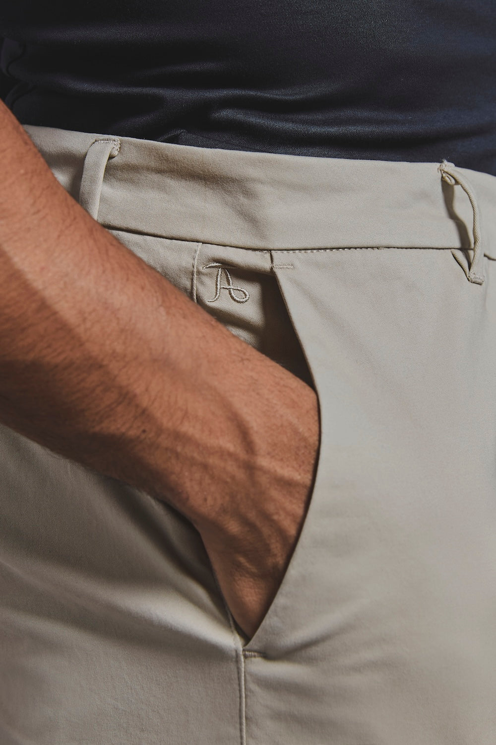 Muscle Fit Cotton Stretch Chino Trouser in Stone