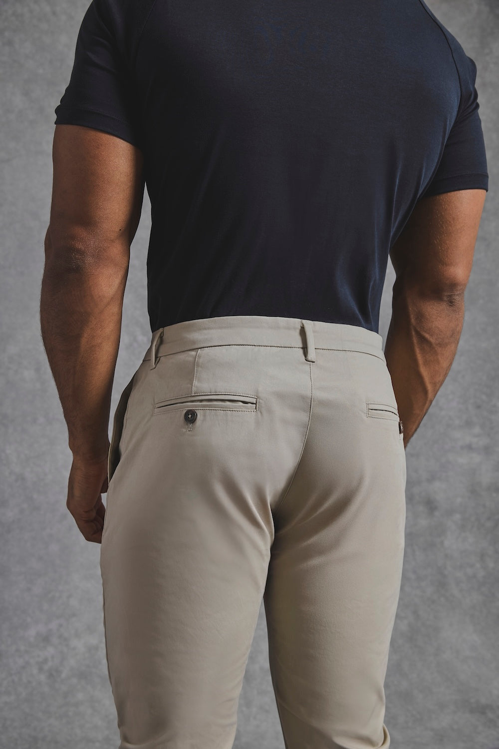 Muscle Fit Cotton Stretch Chino Trouser in Stone