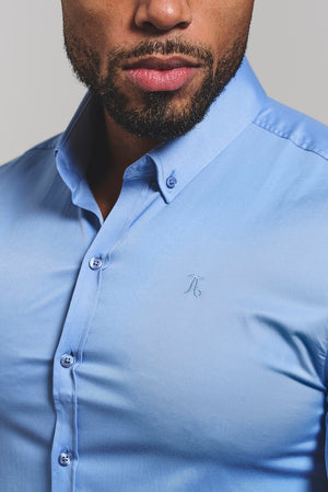 Muscle Fit Short Sleeve Signature Shirt in Mid Blue