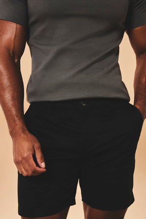 Muscle Fit Stretch Chino Shorts in Black