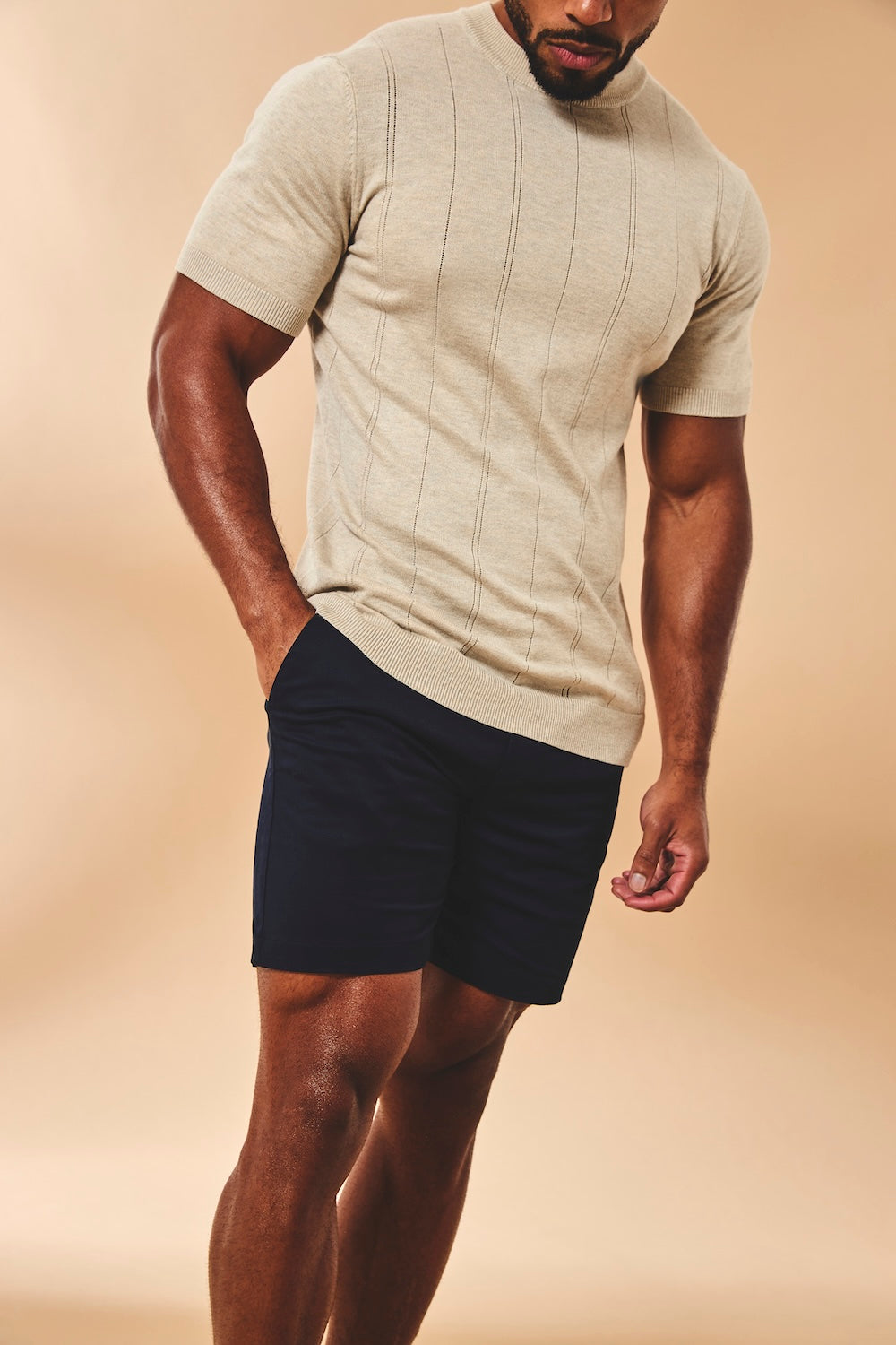 Muscle Fit Stretch Chino Shorts in Navy