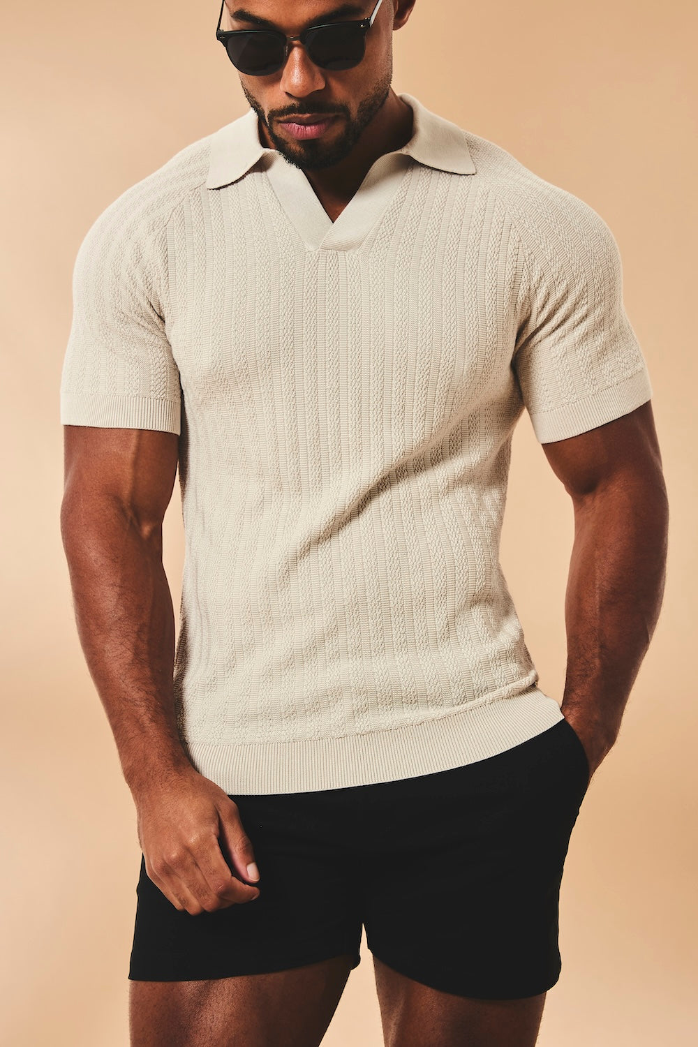 Muscle Fit Stretch Chino Shorts - Shorter Length in Black