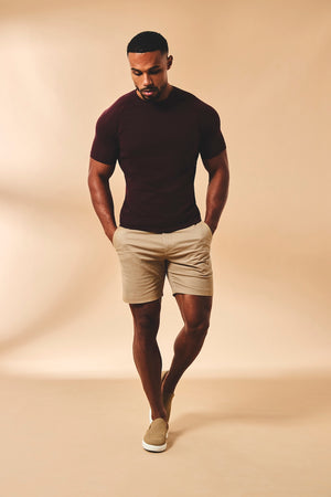 Muscle Fit Stretch Chino Shorts in Stone