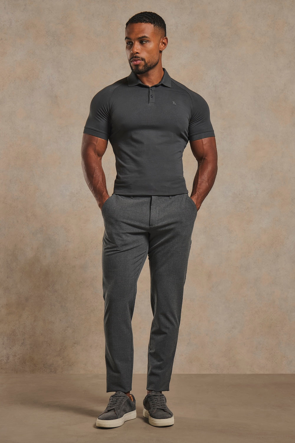 Muscle Fit Polo Shirt in Charcoal